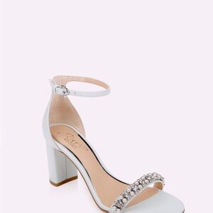 Jewel by Badgley Mischka Daylann Pearl and Crystal Block Heel Sandal